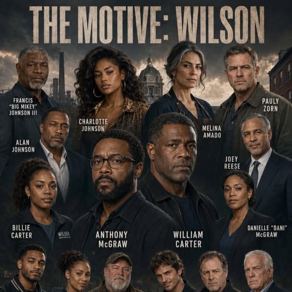 Approved ensemble artwork for The Motive: Wilson featuring the principal cast.